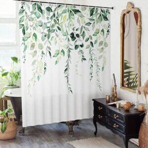 Beautiful floral eucalyptus spring sage green shower curtain 72x72